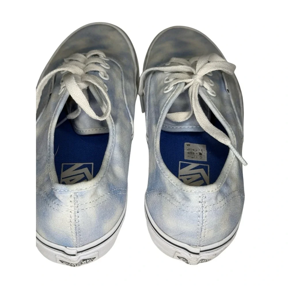 Vans Sky Blue White Tie Dye Clouds‎ Acid Wash Sneakers Lace Up Classic Size 7.5